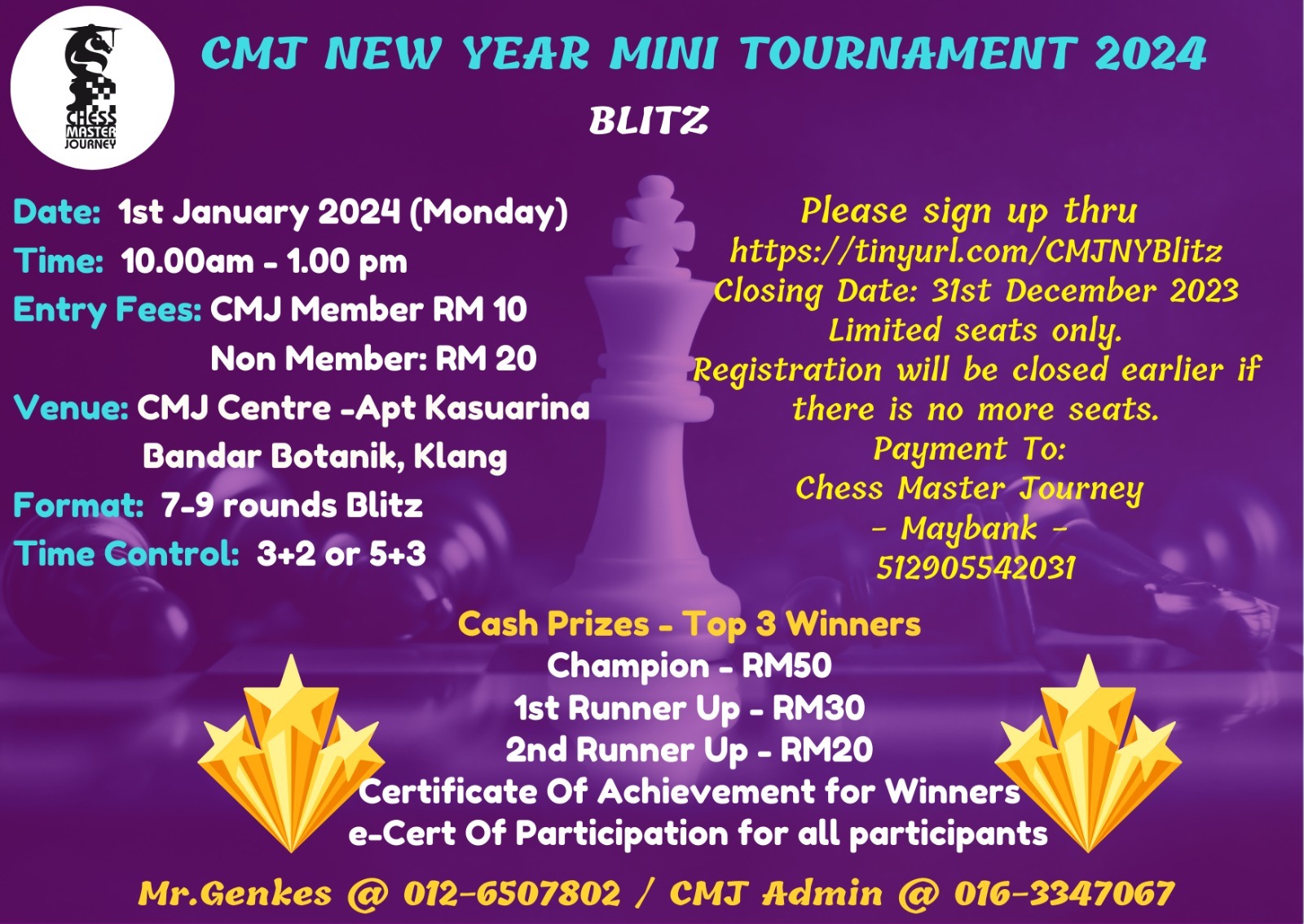 CMJ NEW YEAR MINI TOURNAMENT 2024 BLITZ Malaysia Calendar Events