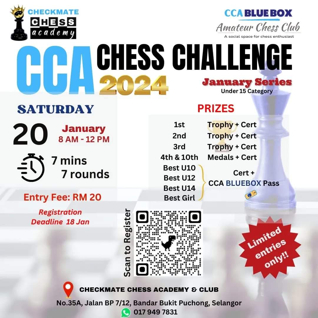 CCA Chess Challenge 2024 January Series  - Under 15 Category