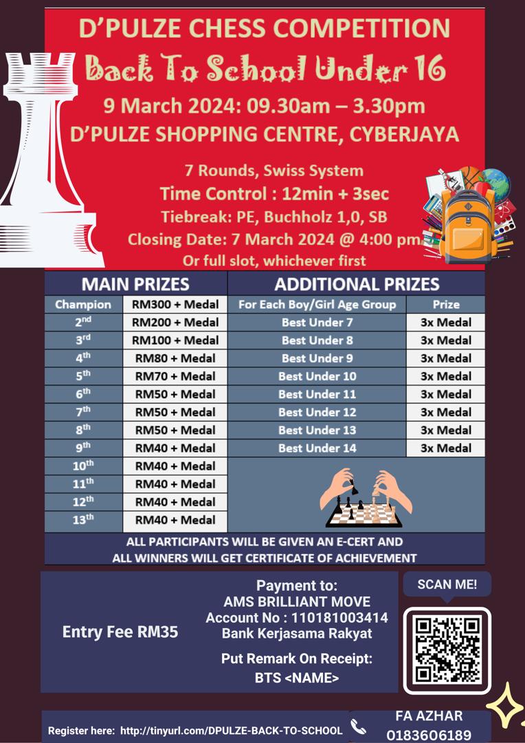D'Pulze Chess Competition Back To School Under 16