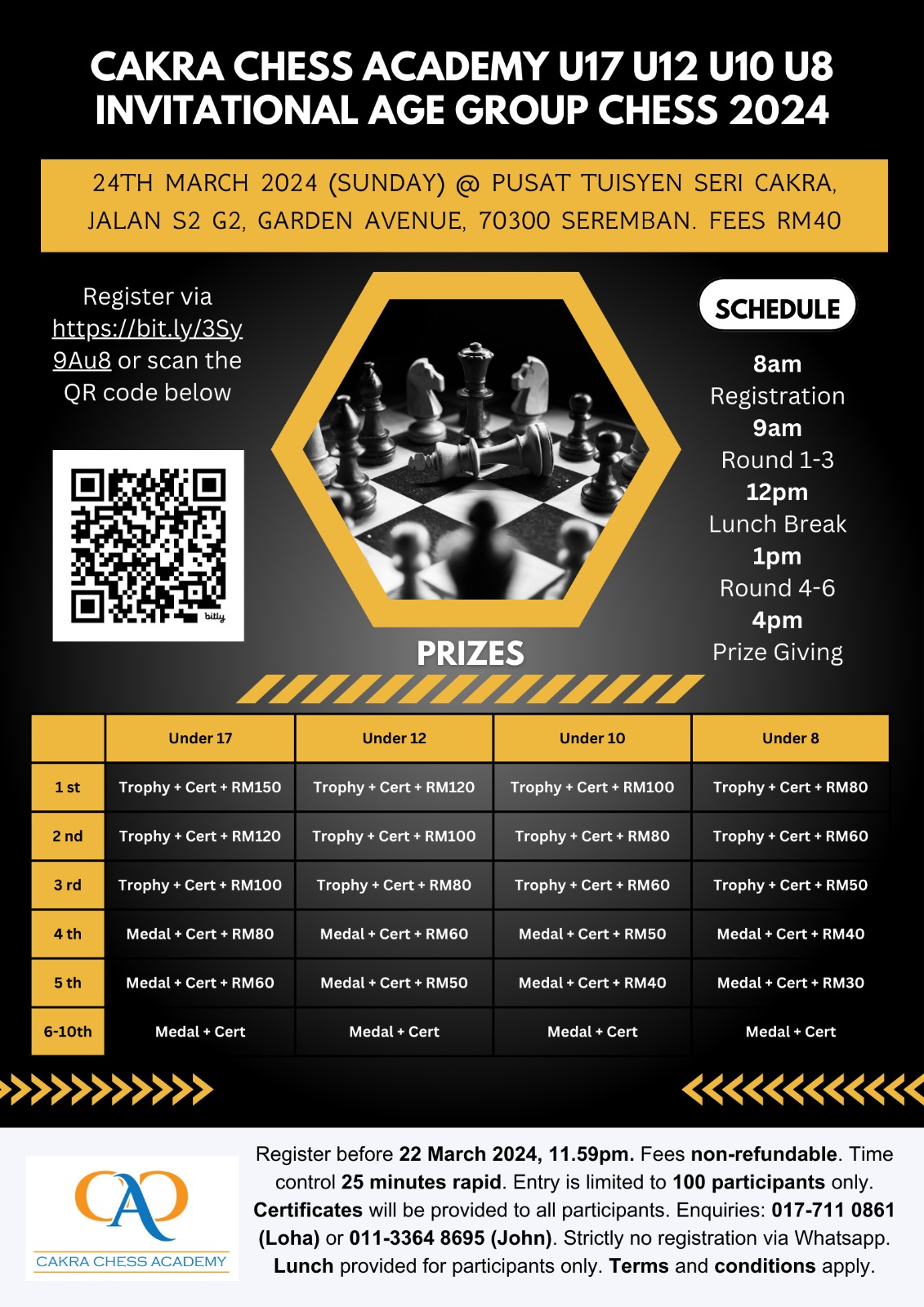 Cakra Chess Academy U17 U12 U10 U8 Invitational Age Group Chess 2024