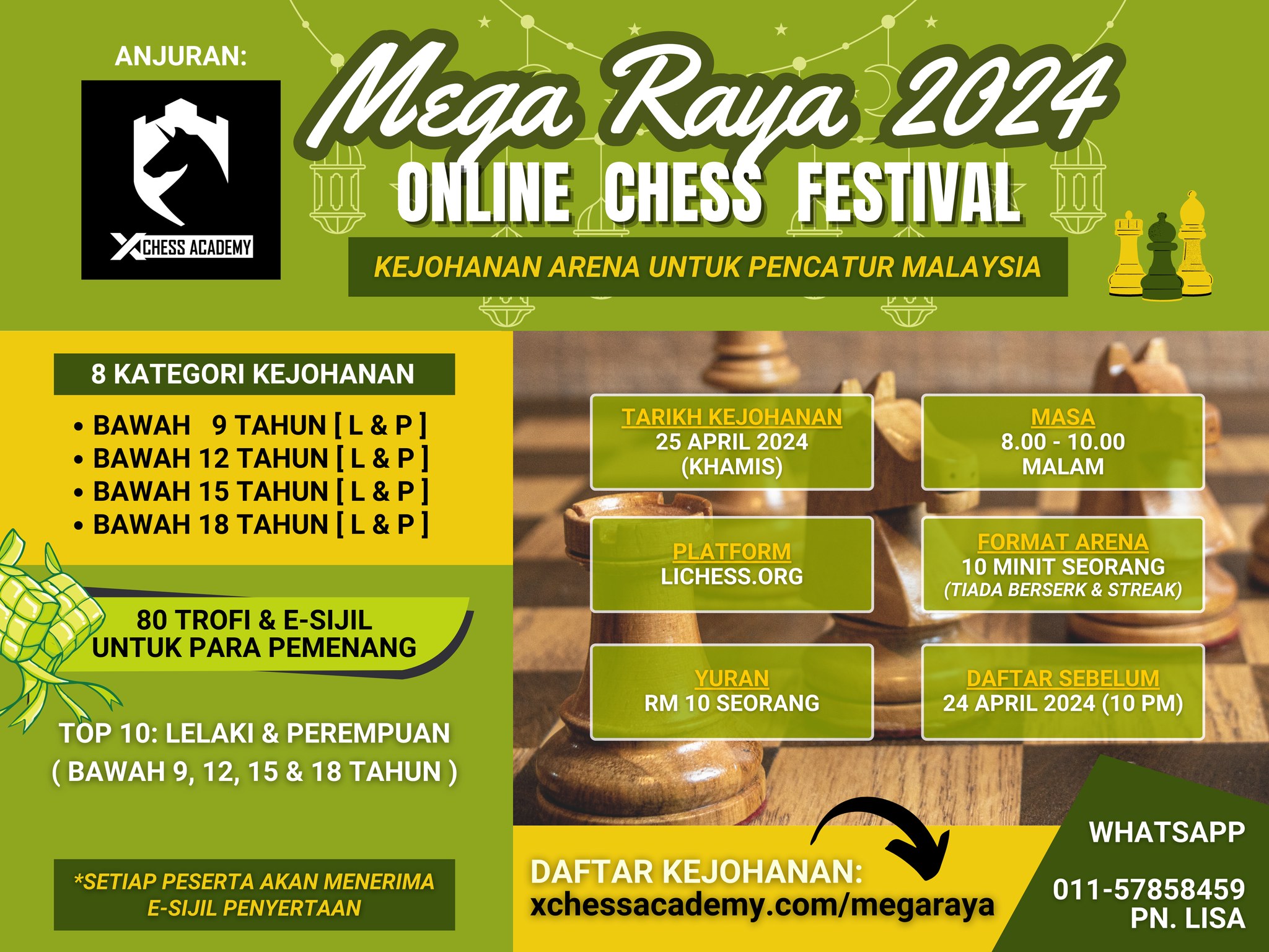 Mega Raya 2024 Online Chess Festival (Lichess) Malaysia Calendar Events