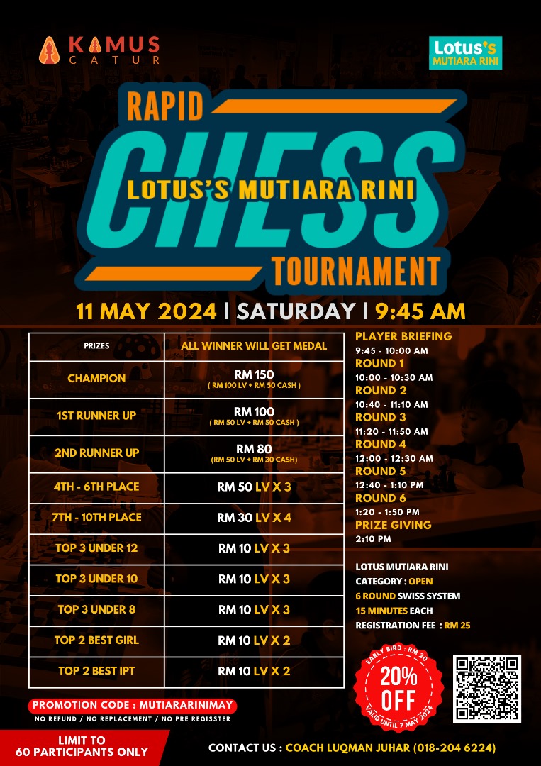 Lotus's Mutiara Rini Rapid Chess Tournament (May 2024 Edition)