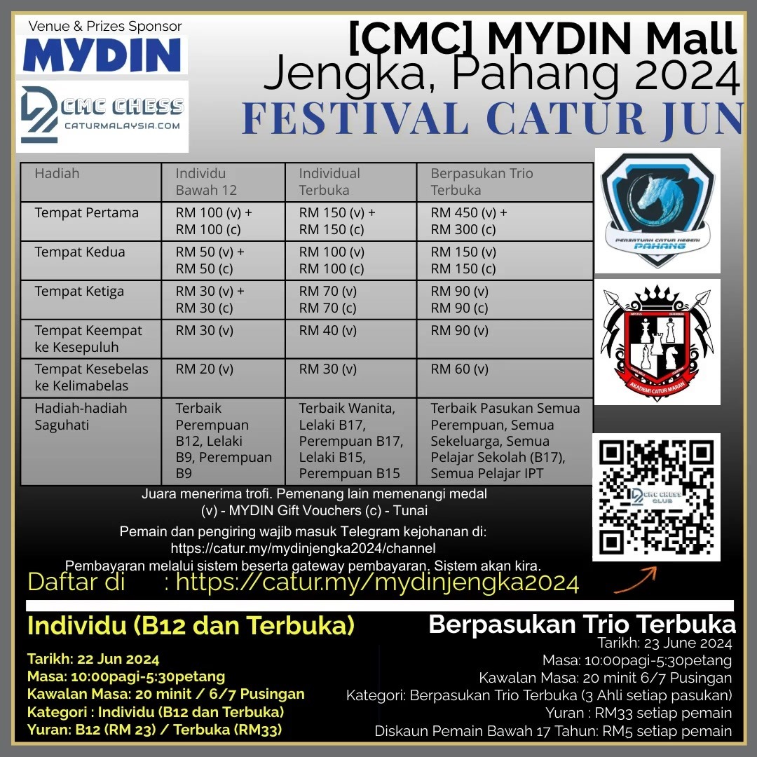 [CMC] Chess Festival @ Mydin Mall Jengka Pahang 2024 (Trio Team)